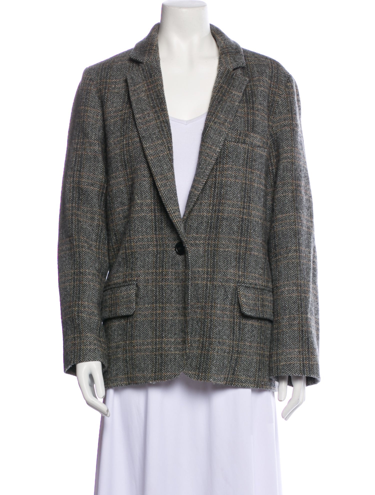 Étoile Isabel Marant Virgin Wool Plaid Print Blazer